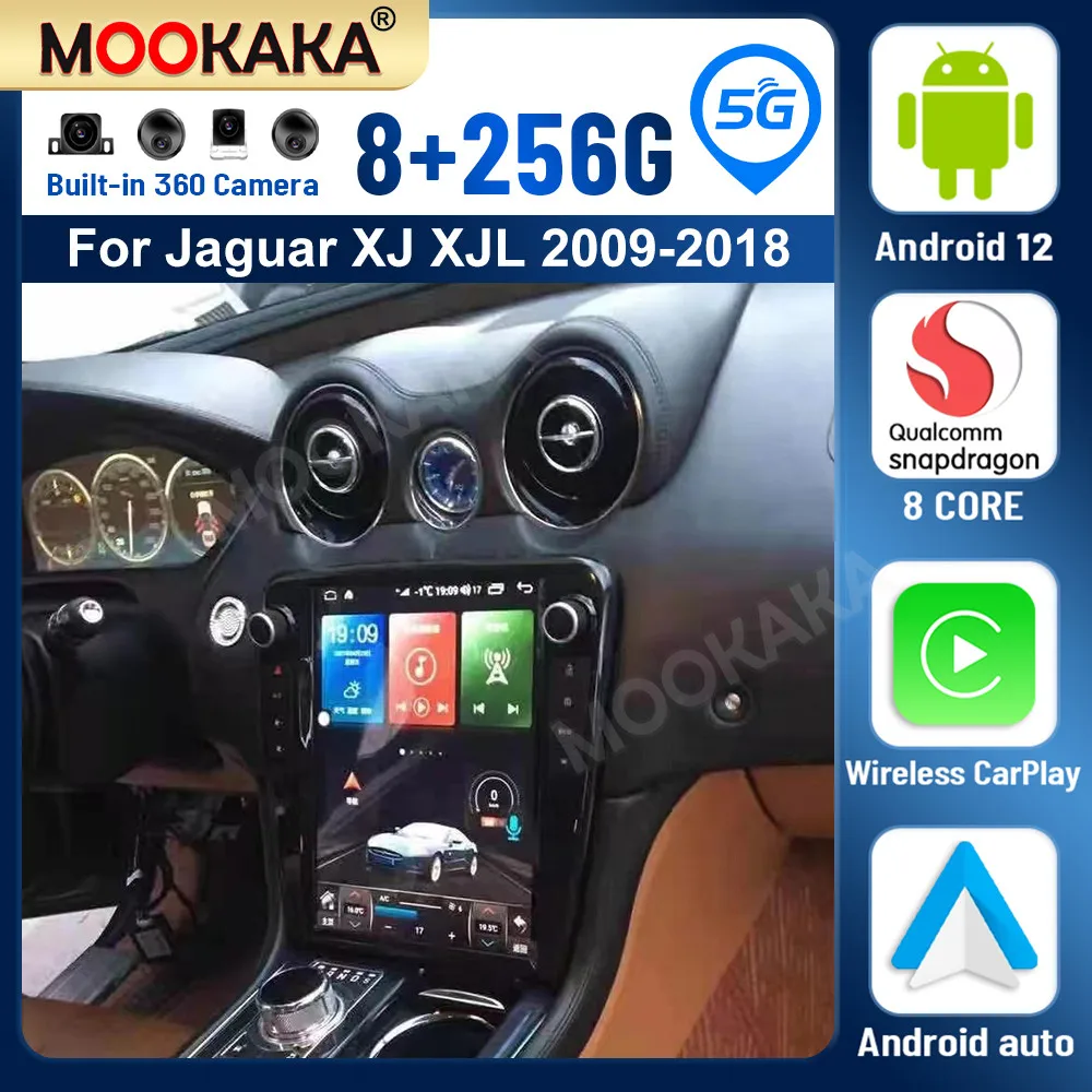 Android 12.0 8G+256G For Jaguar XJ XJL 2009-2018 Car Multimedia Player Recoder GPS Navigation Radio Stereo Head Unit DSP Carplay