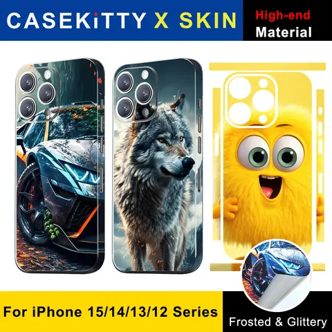 CASEKiTTY Pelle Wrap Adesivo Pellicola Posteriore Per iPhone 15 Pro Max 14 Plus 13 12 Mini Decalcomania Protettiva Telaio Laterale Protezione Dello Schermo Posteriore