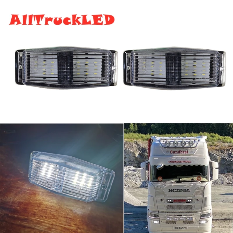 2x White LED Truck Volvo Front Grille lights DAF grille lamp For Scania Grille lights Man DRL Benz truck Iveco grille lights DRL