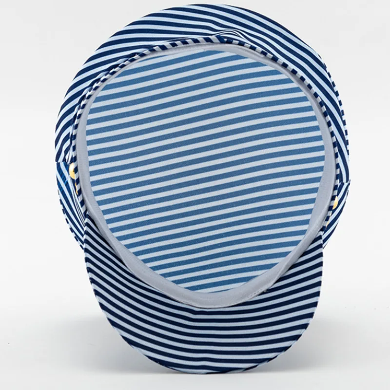 Military Hat Army Cap Peaked Navy Sailor Captain Funny Striped Police role-playing Party Performance 8M182
