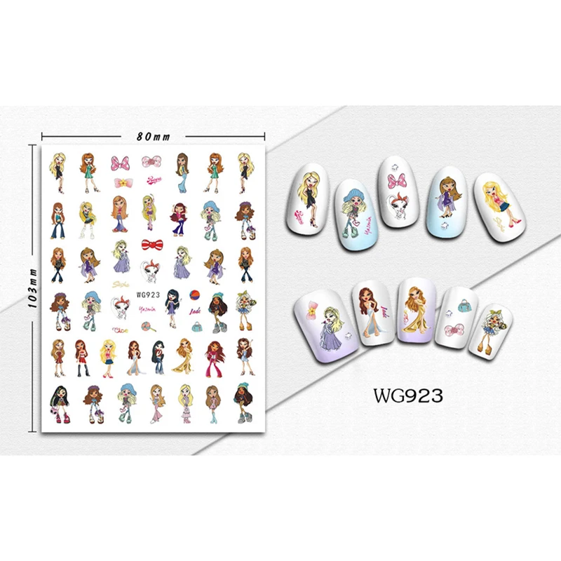 Bratz Doll Waterproof Manicure Stickers Fashion Women Tearable Nail Stickers Y2K Girls 3D Nail Decals Kids Finger Diy Toy Gifts