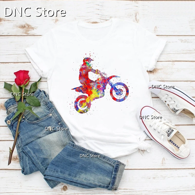 

New Arrival 2023 Women'S T-Shirt Cool Motorcycle Graphic Printing T-Shirt Femme Fashion Casual High-Quality Womens Top wholesale