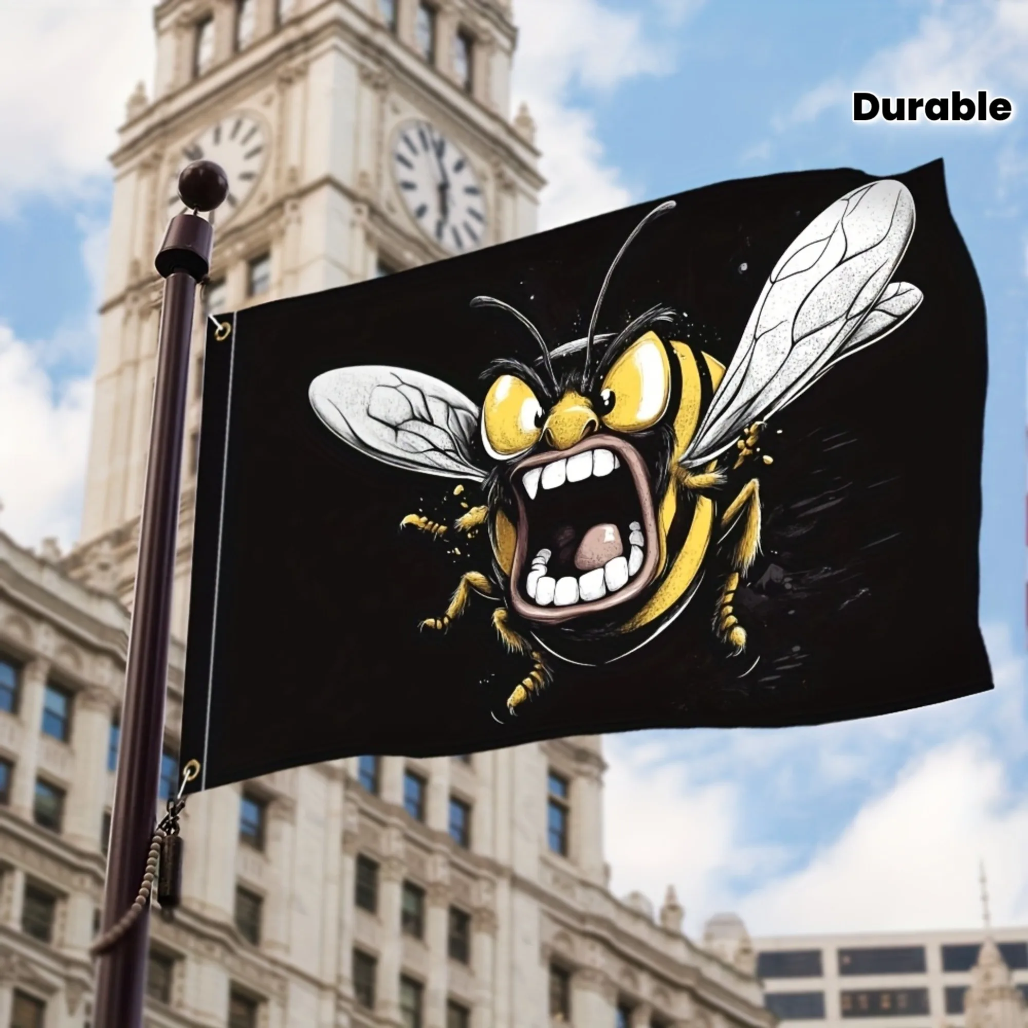 Angry Bee Flag Durable Polyester Decor for Outdoor Garden Patio Home Display