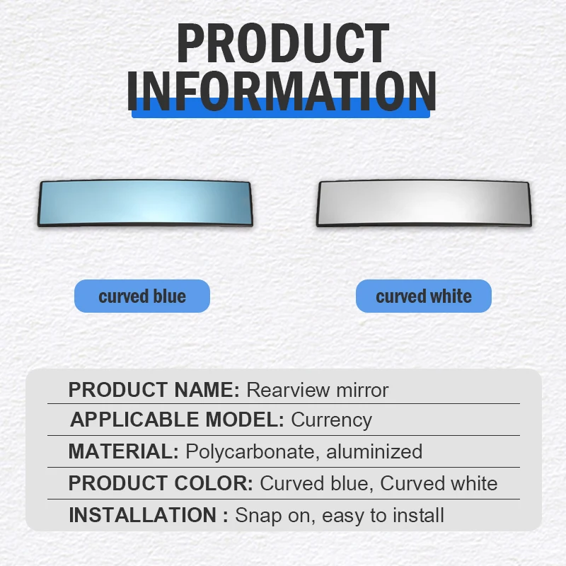 Gương Chiếu Hậu Ô Tô Nội Thất Gương Chiếu Hậu Đa Năng Gương Chiếu Hậu Chống Chói Góc Rộng Cong Xanh Dương Tráng Gương Phụ Tùng Ô Tô