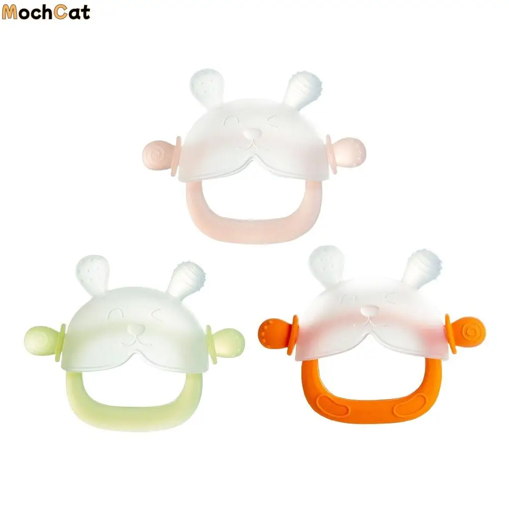 

3pcs Easy Grip Soft Silicone Bunny Teething Toy Food Grade Cartoon Teether Ring Anti-Thumb BPA Free Teething Toys Baby Chewing