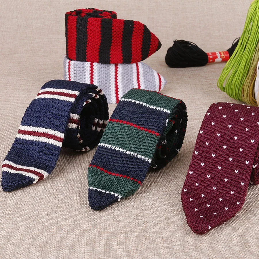 

Men Ties Necktie Neckcloth Neckwear Knitted Tie Pointed 5.5CM Fashion Men's Business Casual Wool New Narrow Version Tie Gift