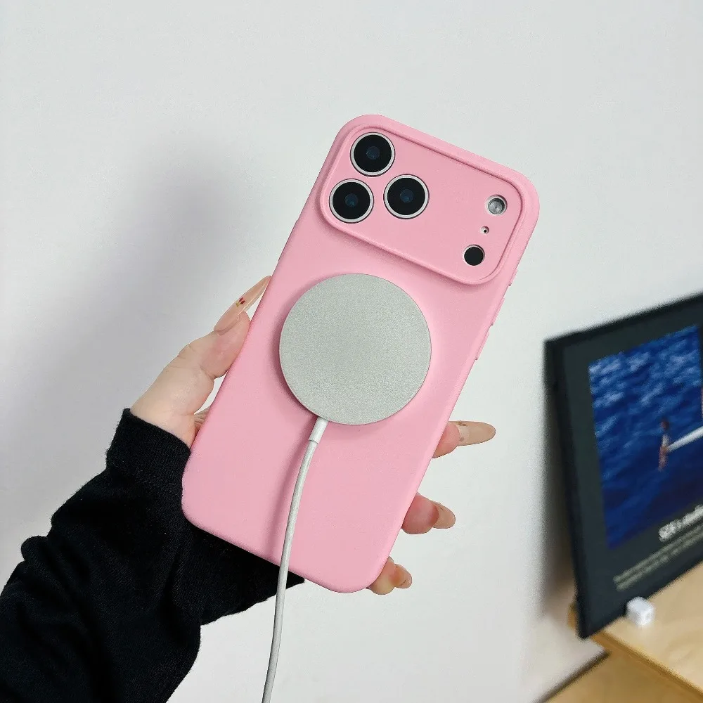 Original Flüssigsilikon Magnetische Hülle für iPhone 17 Air 16 15 14 Plus 13 12 Pro Max für MagSafe Kameraschutz Matte Abdeckung – Detail 5