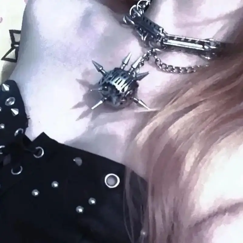 

Новое ожерелье в стиле панк, темная нерегулярная металлическая цепочка, ручная работа, персонализированные украшения на шею