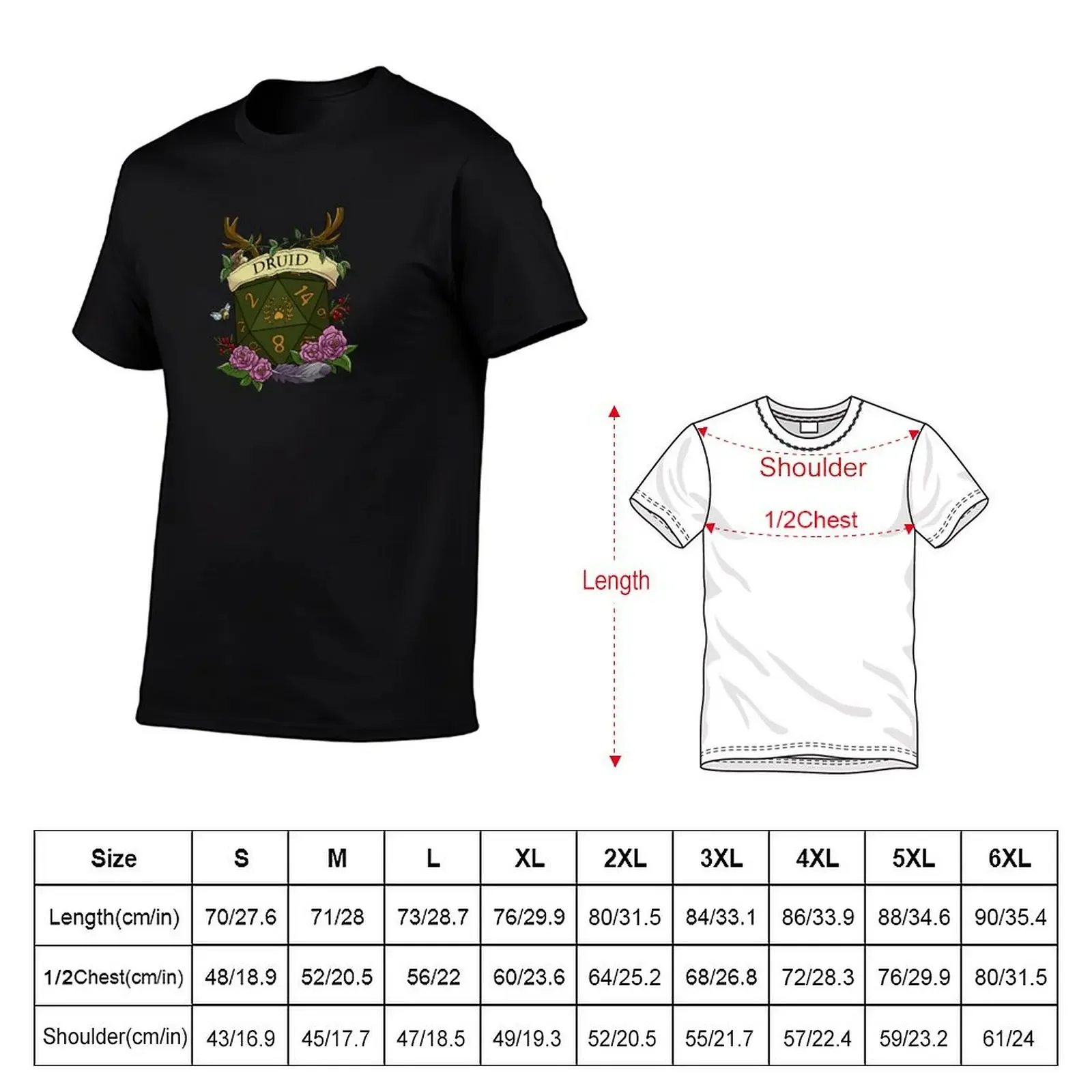 Camiseta Dice Druid personalizada ropa hippie tallas grandes camisetas gráficas para hombre