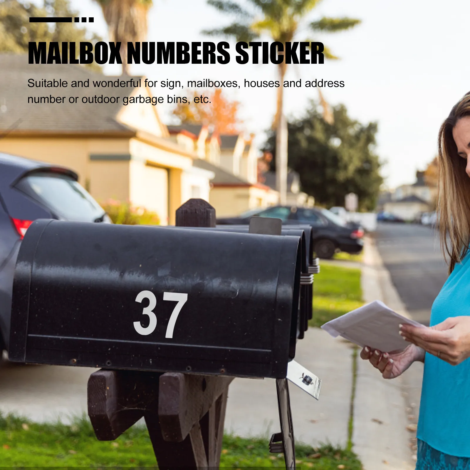 5Sets Reflective Mailbox Numbers Stickers Premium Material Easy Install Self-Adhesive for Outside Door Window Address