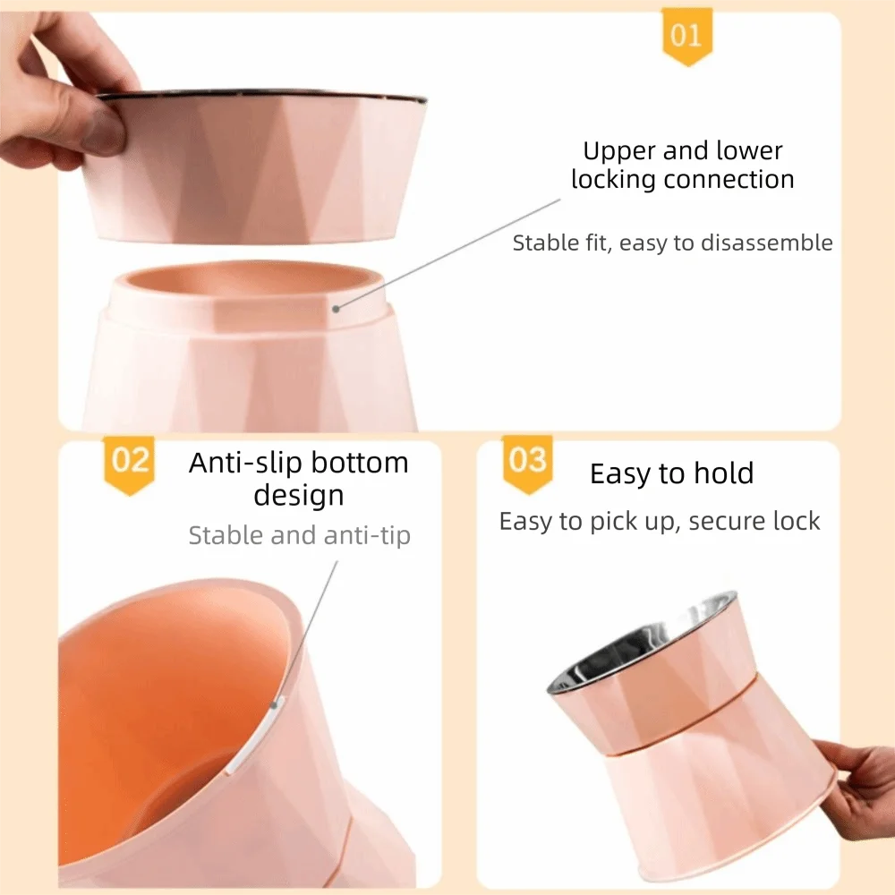 

High Foot Stainless Steel Cat Bowl Neck Protector Anti-overturning Cat Food Bowl Stainless Steel Raised Feeder Feeding Dish
