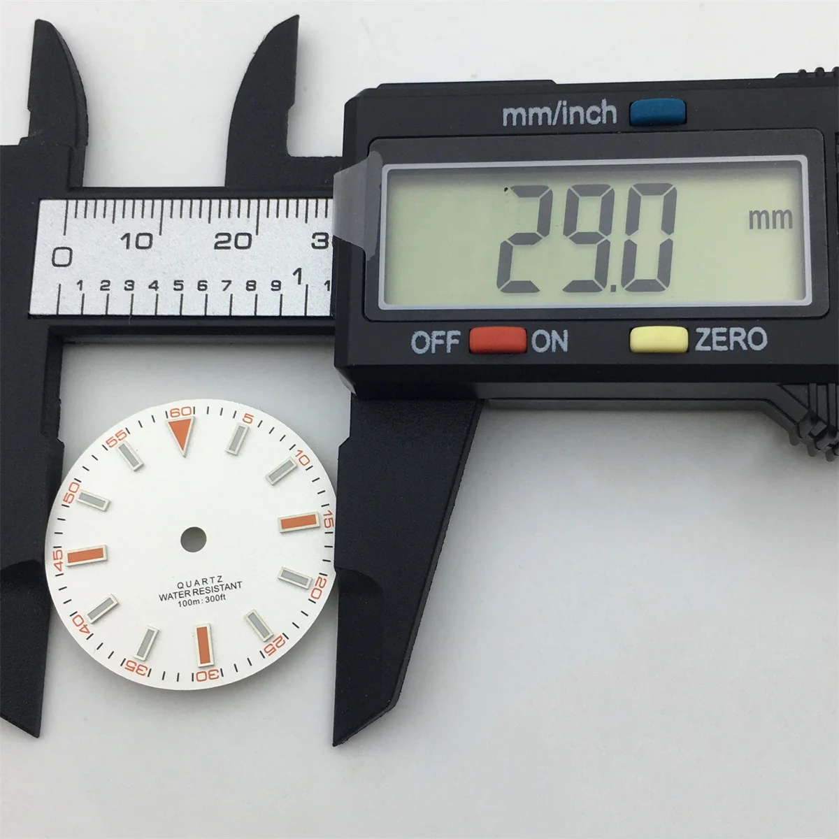 Quartz dial 29mm black and white dial with Rhonda 515 quartz movement C3 Green luminous