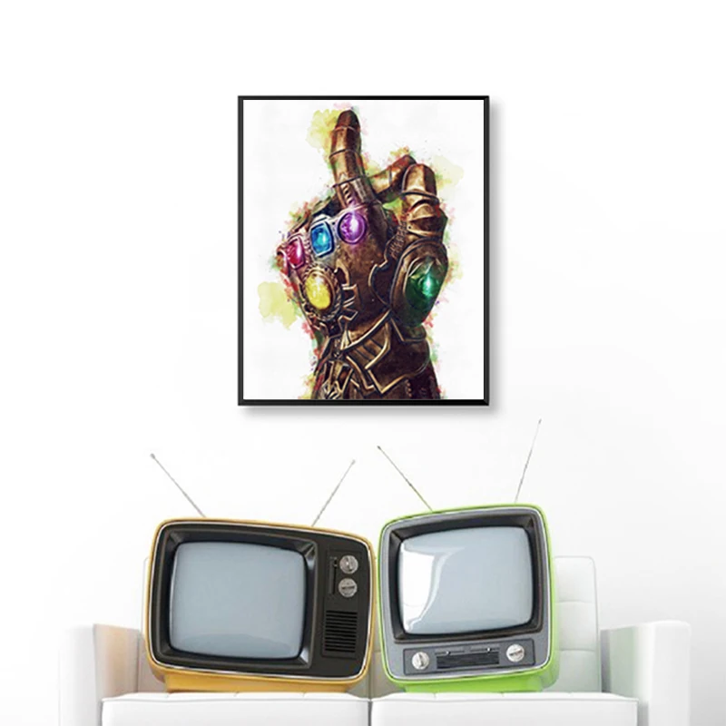 Постеры «Война бесконечности»: Танос, перчатка с камнями, акварельные картины на холсте, декор для комнаты мальчика, подарки для фанатов, украшение для гостиной