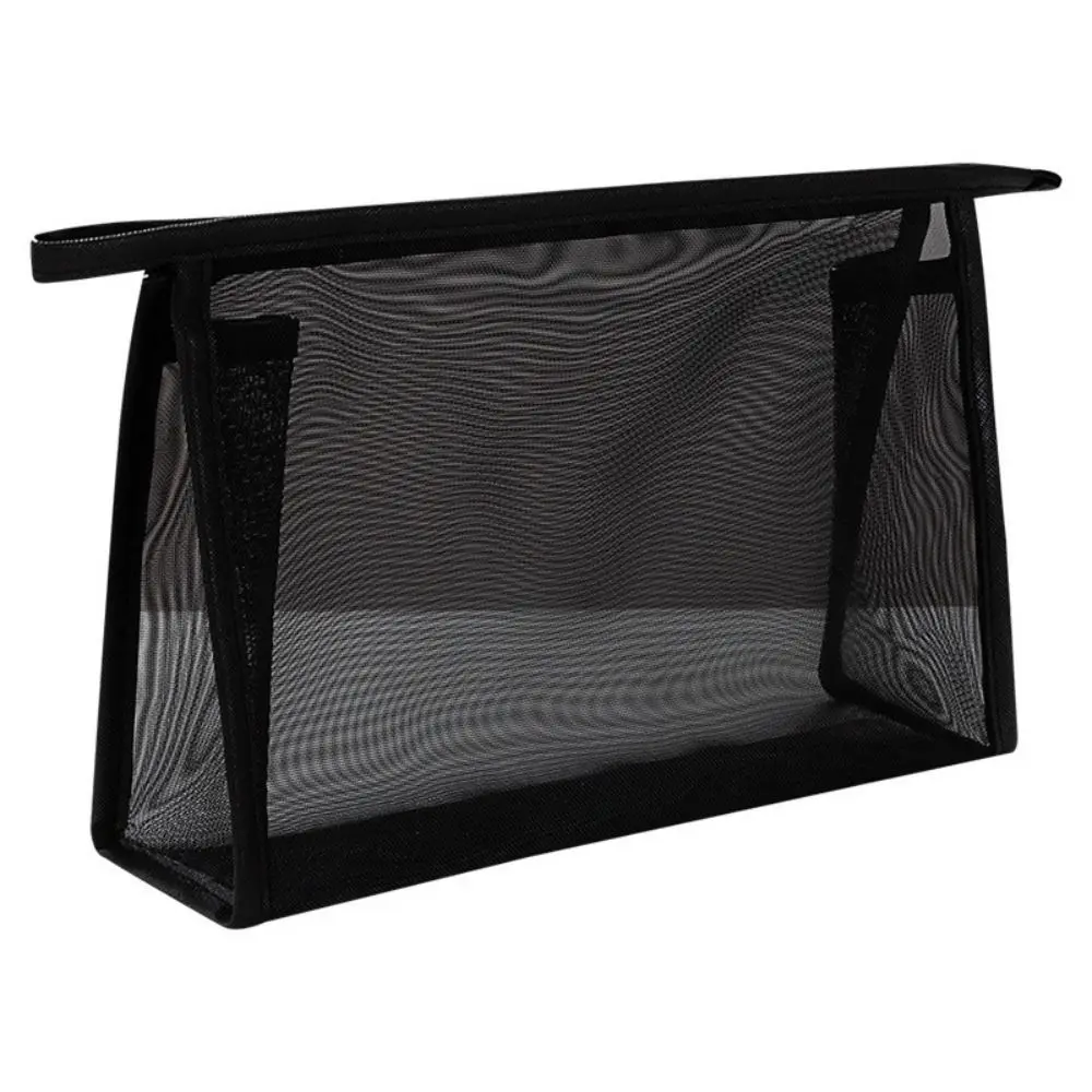 캐주얼 메쉬 메이크업 가방 지퍼 대용량 투명 화장품 가방 주최자 케이스 연필 케이스 보관 세면 용품 가방 야외