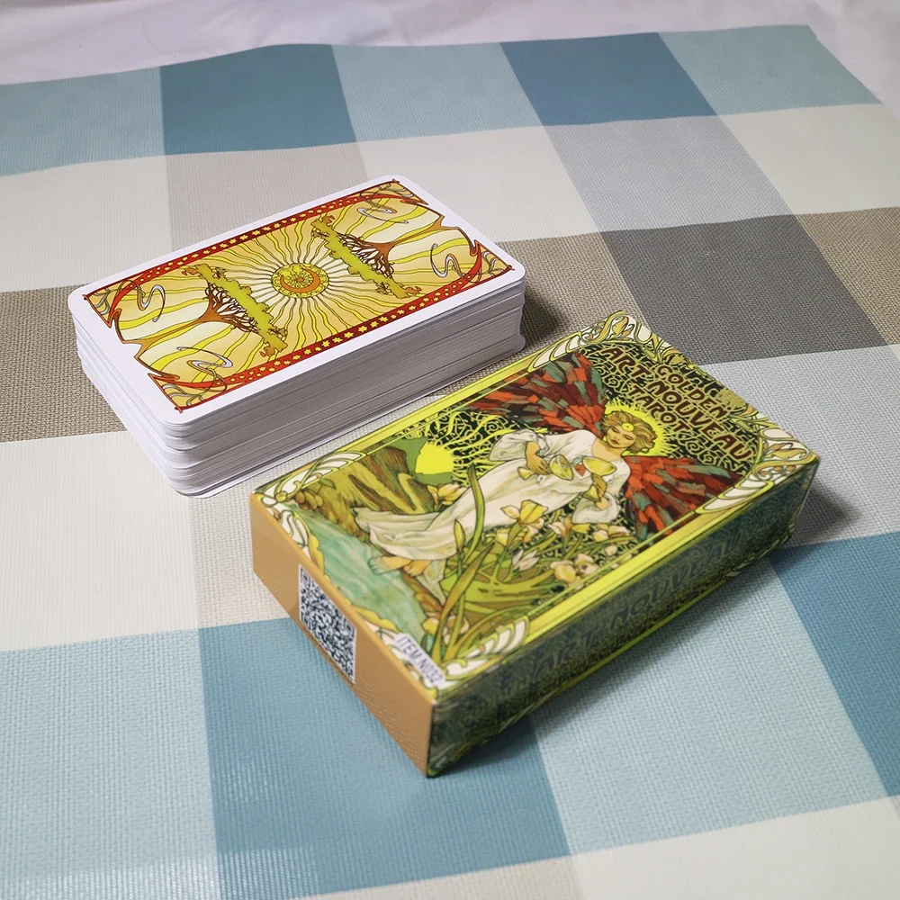 2024 New Golden Art Nouveau Tarot Cards for beginners and PDF Guidbook Deck games Fate Divination Cards