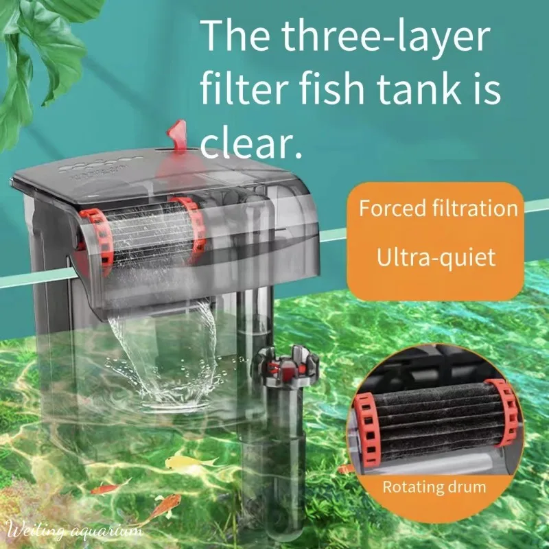 Fish tank wall filter waterfall three-in-one water purification circulating turtle tank external small silent forced fish tank f