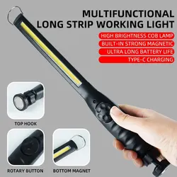 New USB Rechargeable COB LED Flashlight Magnetic Work Light Torch Hook Portable Lantern Inspection Light Camping Car Repair Lamp