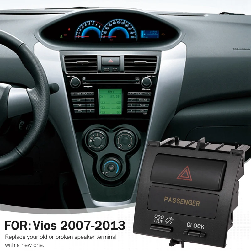 لوحة عدادات السيارة زر تبديل الطوارئ التجمع ، فلاش مزدوج ، زر ضوء تحذير لتويوتا فيوس ياريس #1