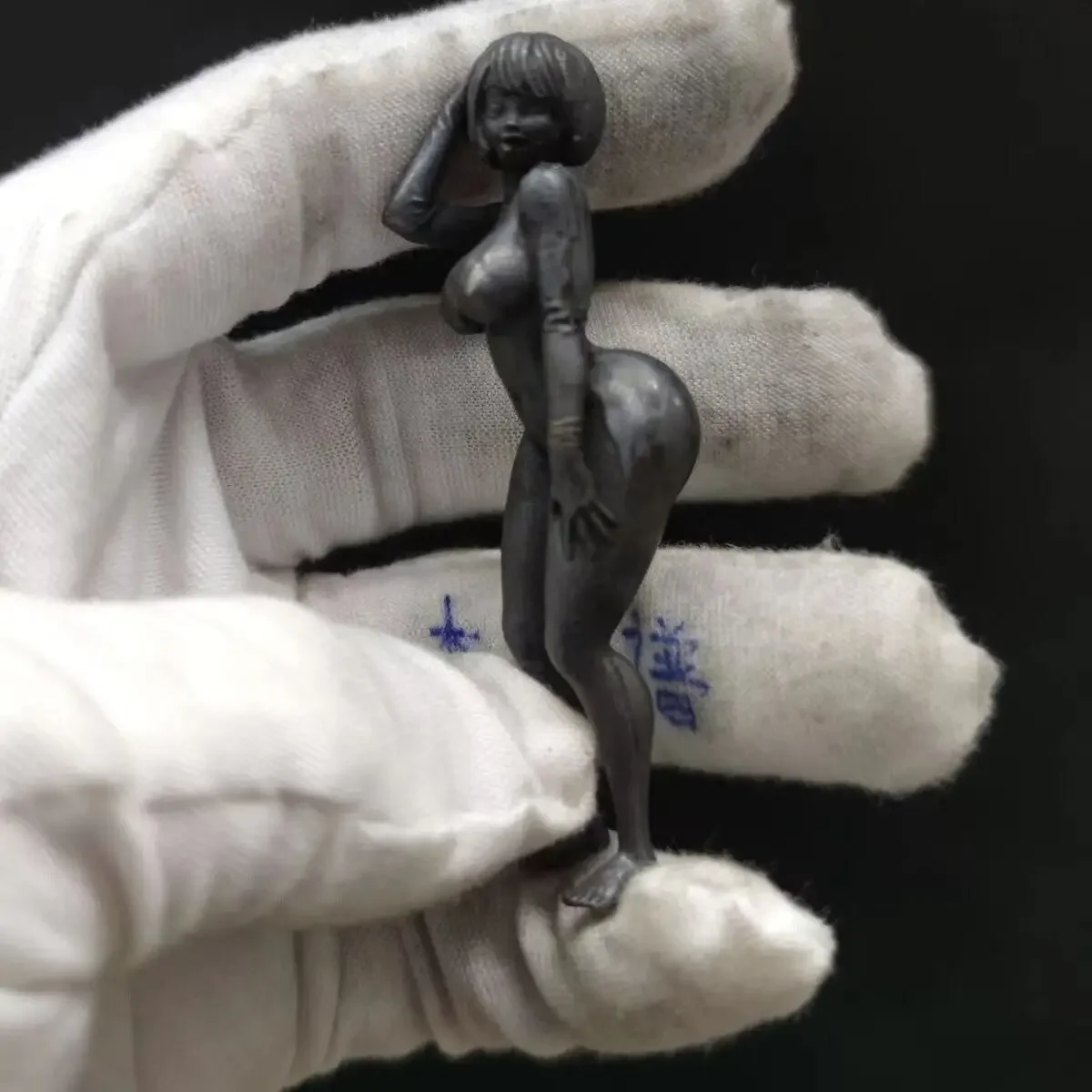 Rare Chinese Bronze Copper Statue Hand Carved Anime Sexy Girl Figurine