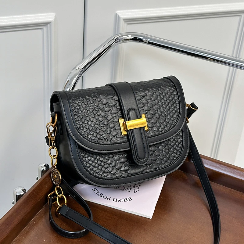 

Black Crocodile Pattern Crossbody Bag Designer Semicircle Saddle Bag Purple Leather Shoulder Bag Ladies Brand Handbags And Purse