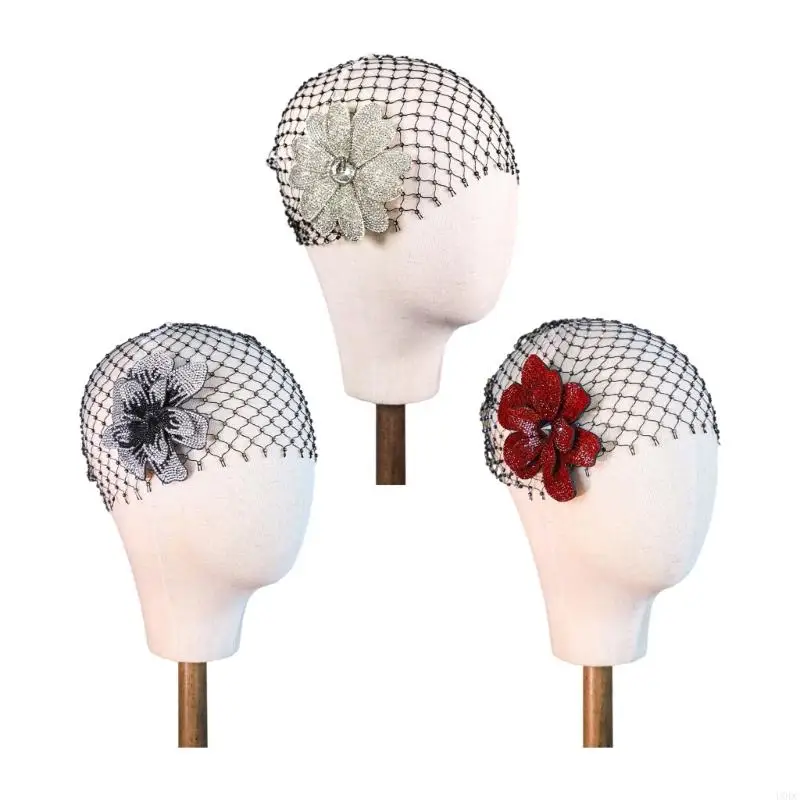 

Black Wedding Hairpiece Crystal Embroidered Veil Formal Event Bridal Head Ornament Y166