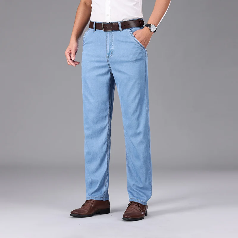 الأعمال ليوسيل الجينز الرجال الصيف جديد رقيقة موضة مستقيم تنفس العلامة التجارية السراويل الذكور ضئيلة مريحة سراويل جينز #4