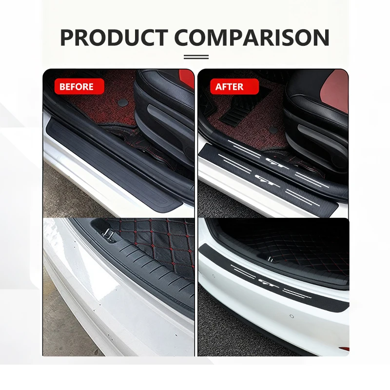 For KIA Car Interior Door Sill Strip Carbon Anti-Scratch Protector Sticker GT Sorento Stinger Soul Spectra Ceed Sportage Picanto - view 4