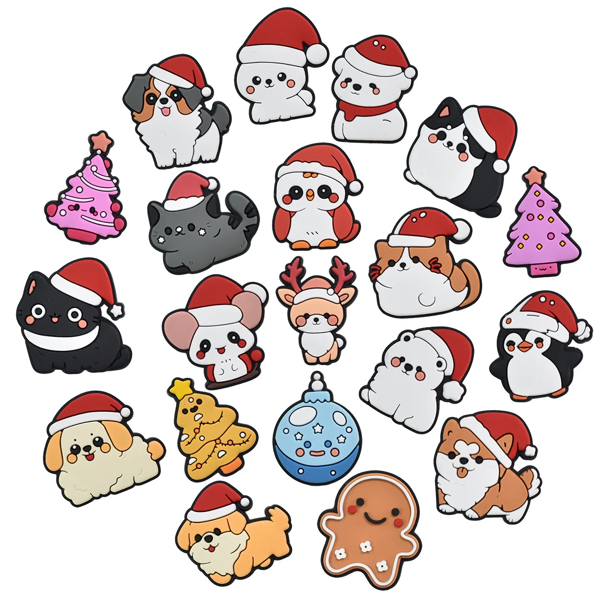 Christmas Animal Shoe Charm Detachable Clog Shoe Decorations Cute Xmas Tree Gingerbread Man Ornaments DIY Hole Shoes Accessories