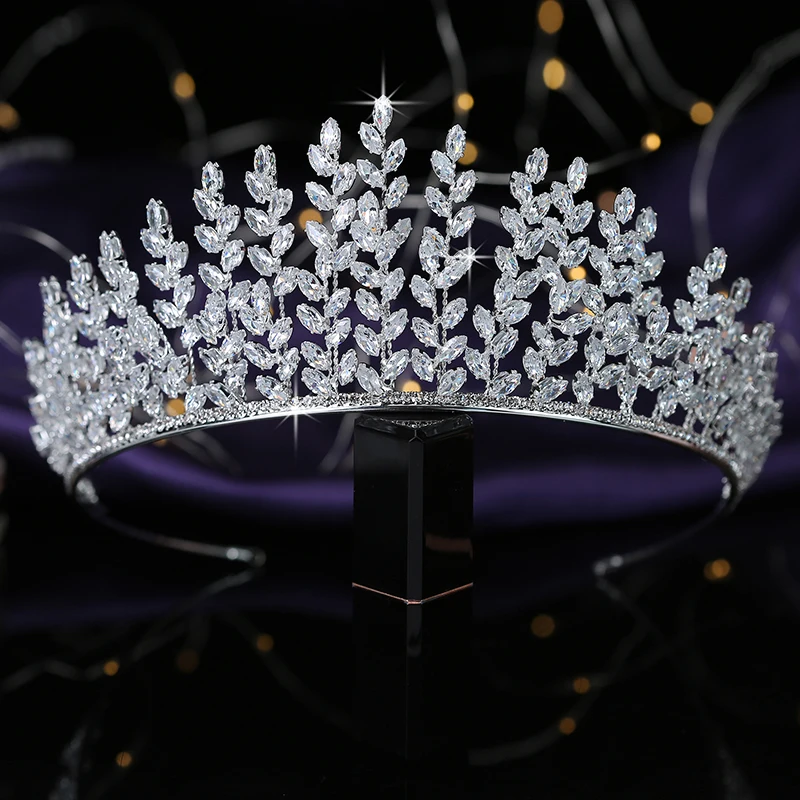 Crown HADIYANA Vintage Left Design Women Wedding Hair Accessories Got Engaged Tiaras And Crown Zircon BC5435 Corona Princess