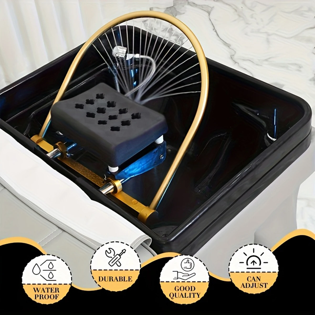 Salon Head Spa Waterfall Therapy Shower with Pillow Multi-Angle Shampoo Circulation Equipment for Professional Use