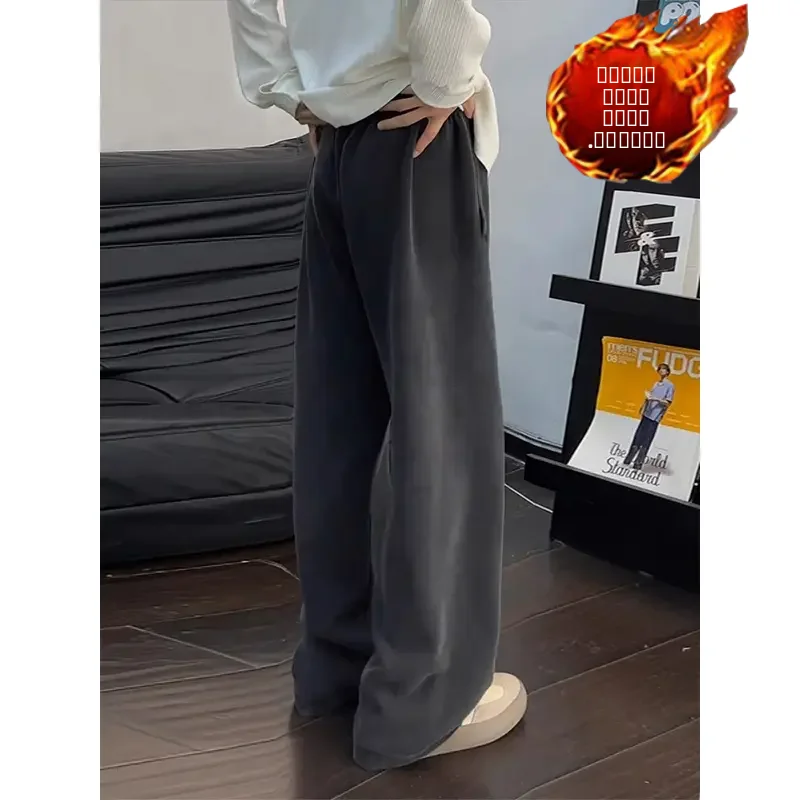 

Мужские повседневные утепленные брюки-джоггеры на флисе, прямого кроя, с эластичным поясом, из полиэстера, молодежные, модные, для осени и зимы