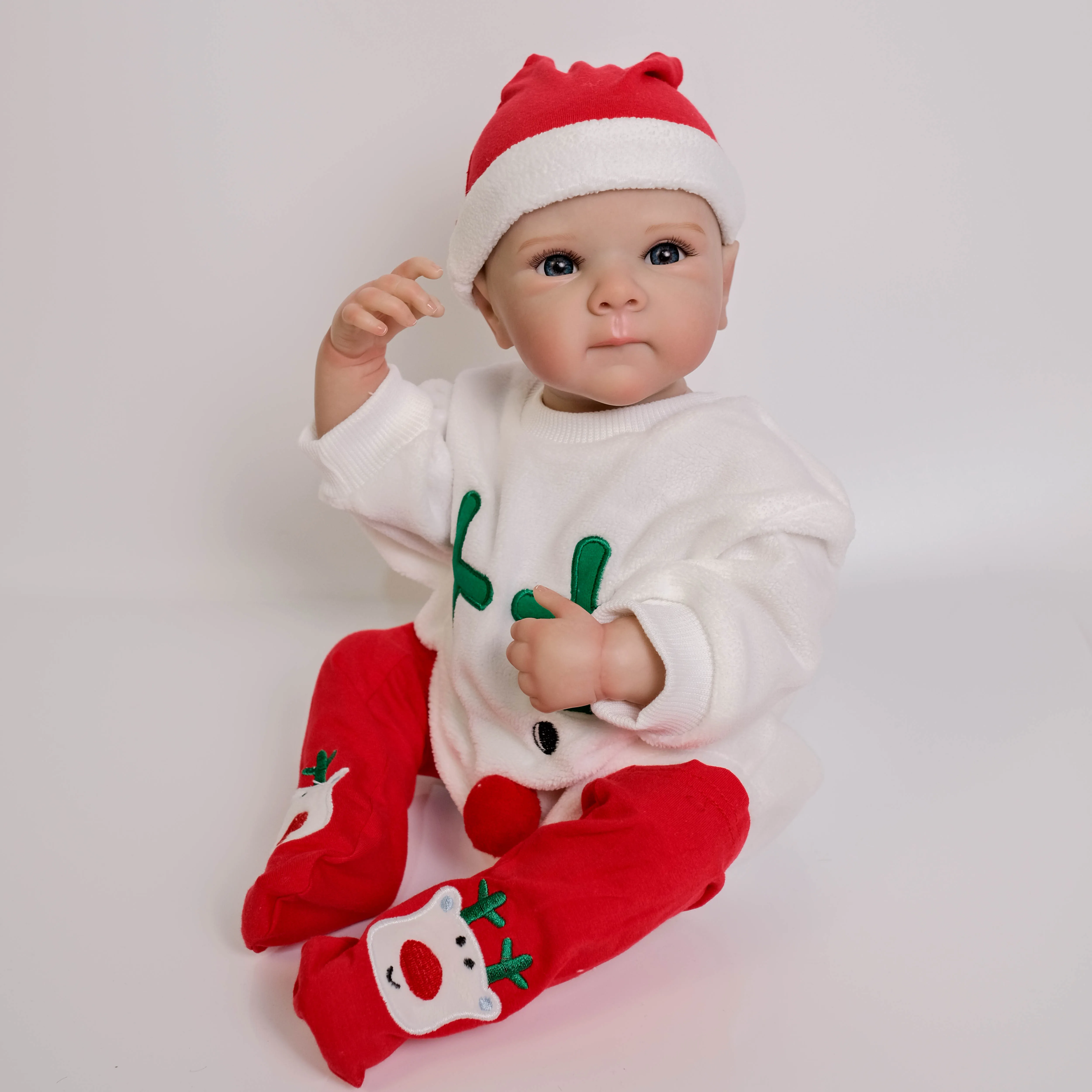 NPK 18inch  Lifelike Full Body Bettie Reborn Baby in Christmas Outfit Baby Multiple Layers Painting 3D Skin with Hand Draw Hair