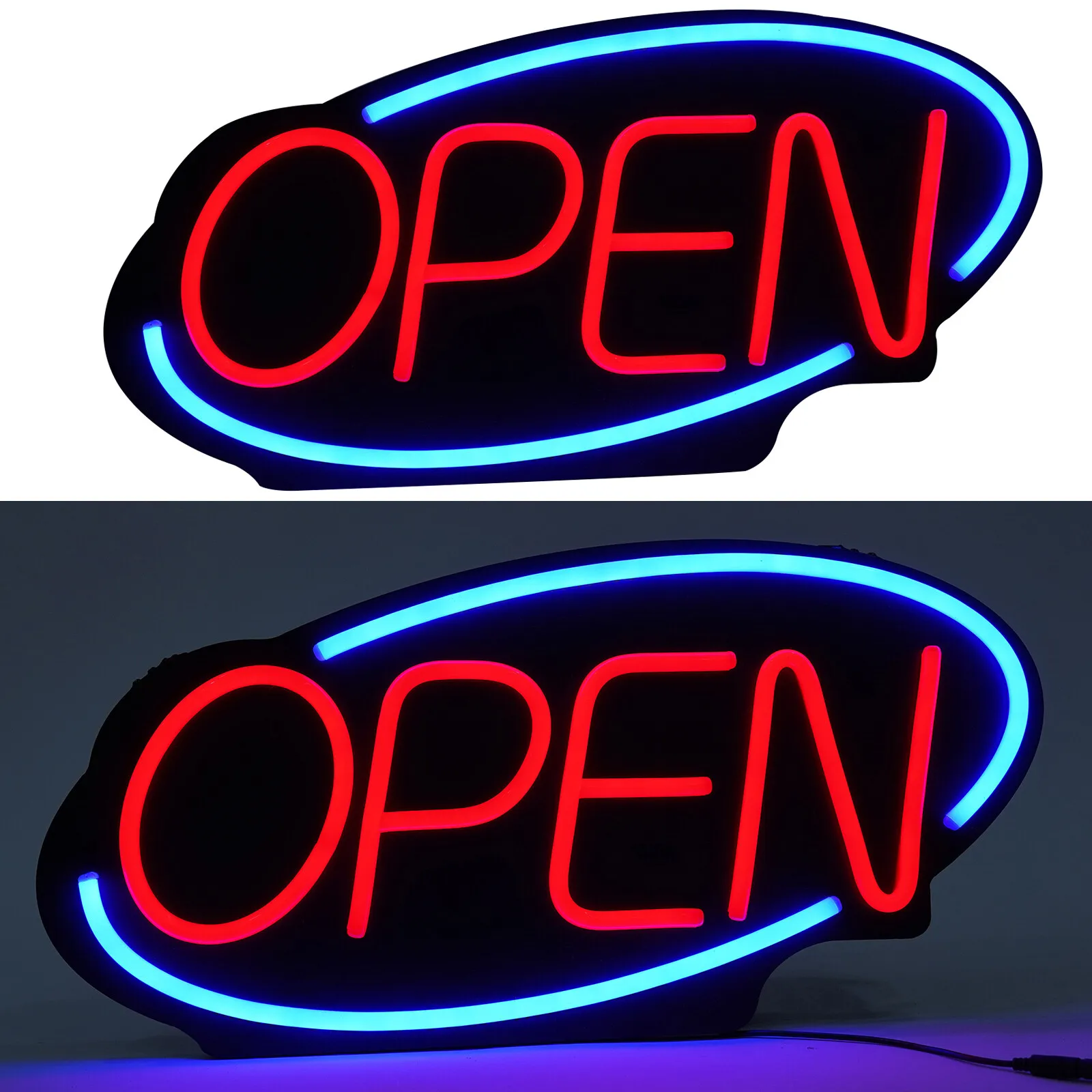 Insegna aperta al neon a LED da 24 pollici 110V Luminosità montata a parete regolabile 60x30 cm Luce per ore aziendali per negozio Cafe Bar