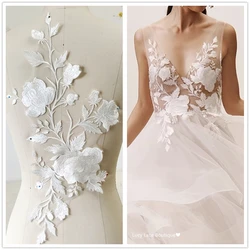 Wedding Dress Sewing Lace Patches Embroidery Rayon Ivory Color Chest Waist Lace Applique Florals HOT