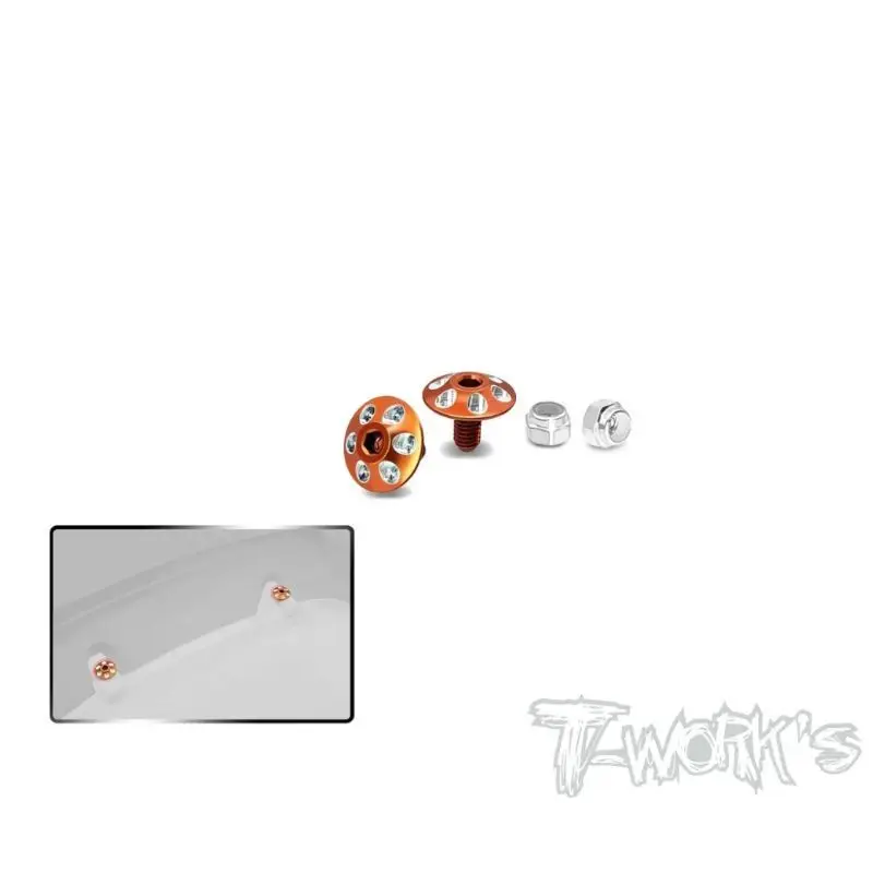 Original T Works TO-335 1/10 Tornillo de arandela de ala de aluminio ligero de 9,5 mm 2 piezas. (5 colores) Herramienta Rc