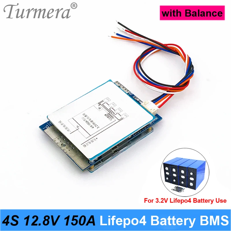 

Turmera 4S 12.8V 150A Balance Lifepo4 Battery BMS Balance Protected Board for 3.2V 100Ah 200Ah 280Ah 310Ah Lifepo4 Batteries Use