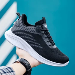 2025 Men's Mesh Sneakers Shoes New Thick Bottom Fashion Outdoor Breathable Slow Running Training Strap Casual Hiking Shoes