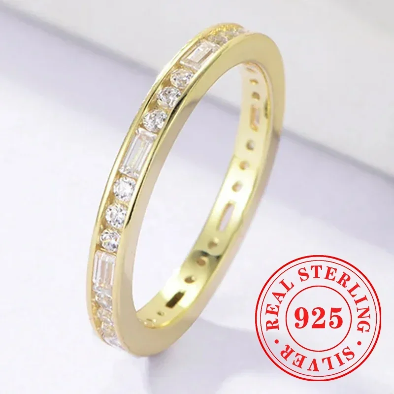 CAOSHI Exquisite Contracted Design Ring 925 Sterling Silver Flashing Shiny CZ Finger Accessory Engagement Statement Lady Jewelry