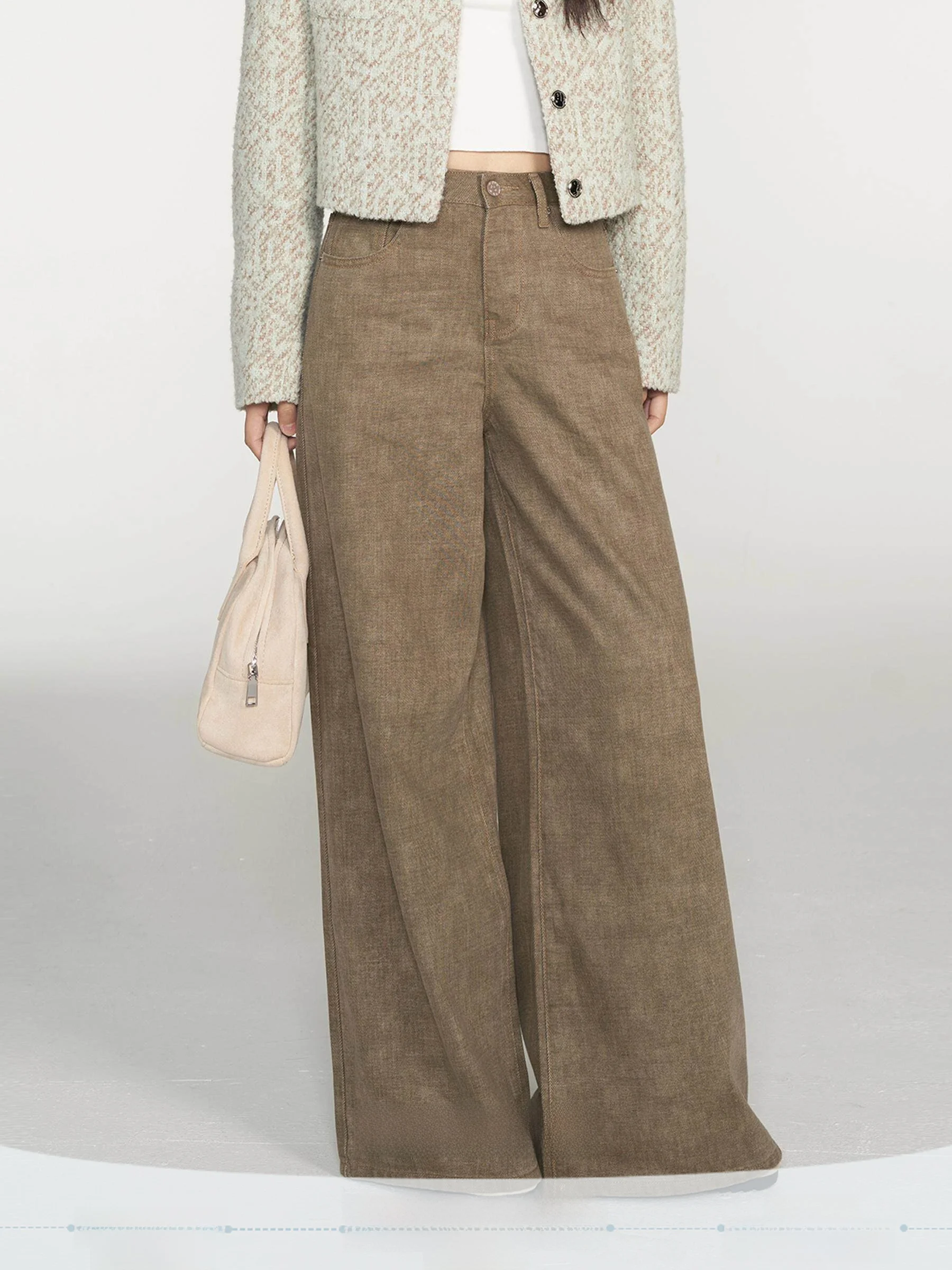 

High Waist Wide Leg Jeans Women's Loose Fit Straight Cut Floor-Length Pants Spring Fashion Comfortable Slimming Jeans