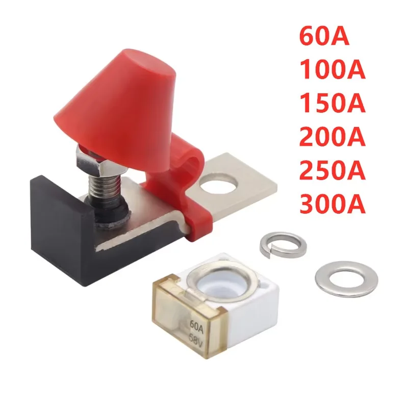 M8 30A-300A Battery Terminal Mount MRBF Fuse Block Kit 58V with Single Stud 5/16