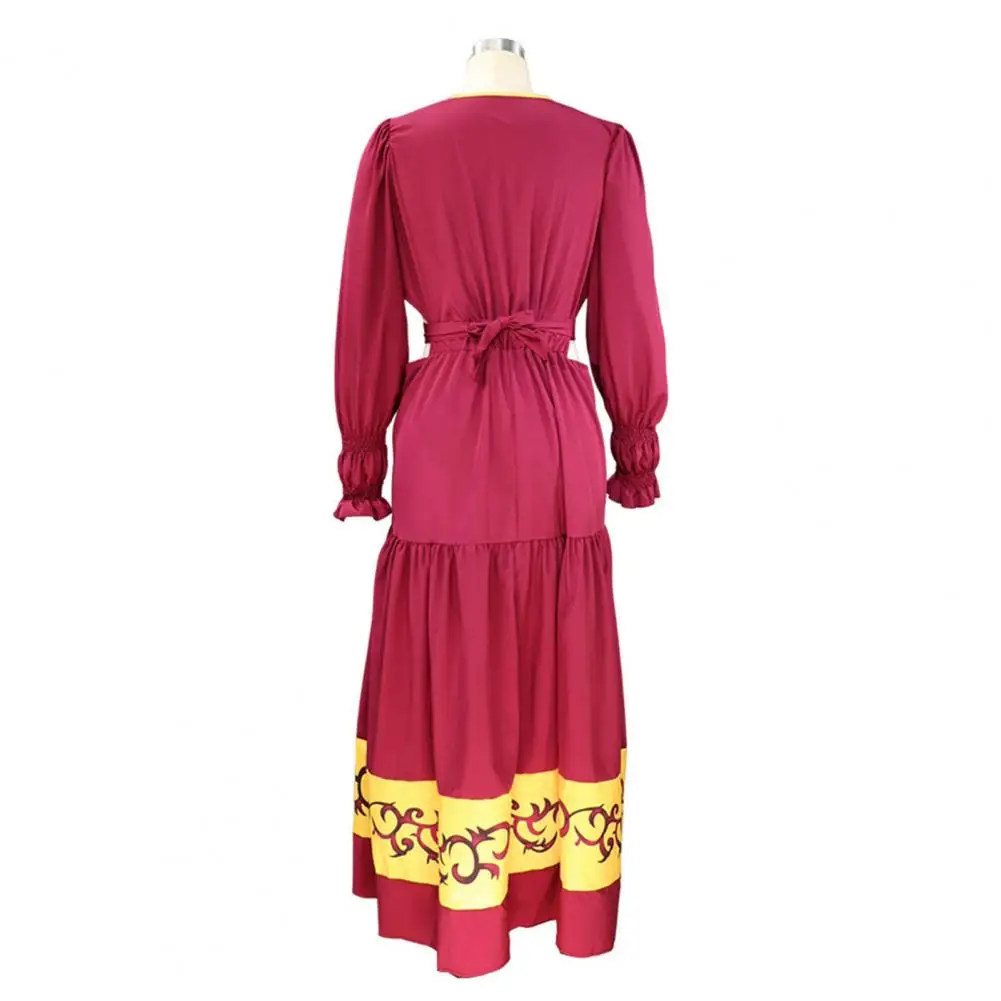 

Fashion Dress Comfortable Retro Dress Spring Autumn Ankle-Length Classic A-line Ruffle Large Hem Maxi Casual Dress