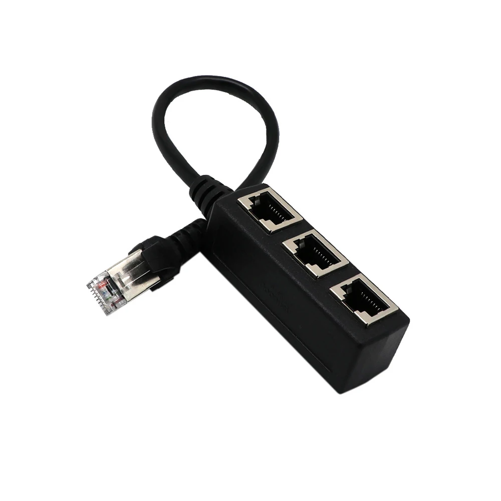RJ45 Splitter LAN Ethernet Network RJ45 Connector Splitter Adapter Cable for Networking Extension 1 Male to 3 Female Adapter
