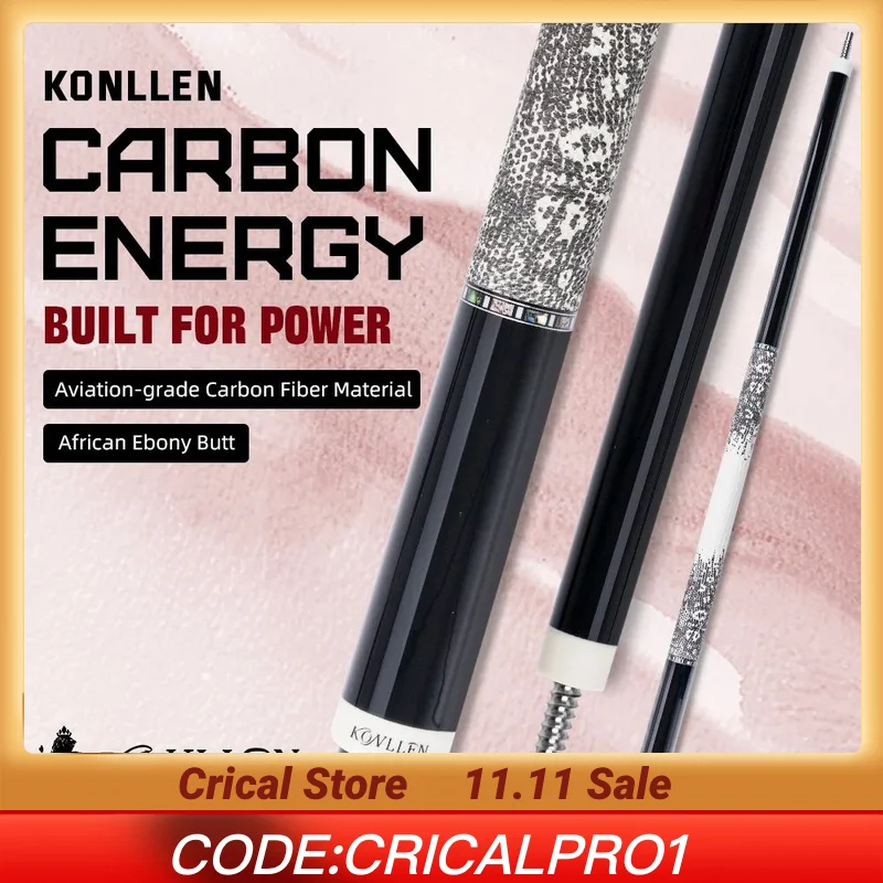 

KONLLEN Professional pool cues with Carbon Fiber Pool Cue 11.8/12.5mm Tip billar Real Inlay for Billiard Cue Stick