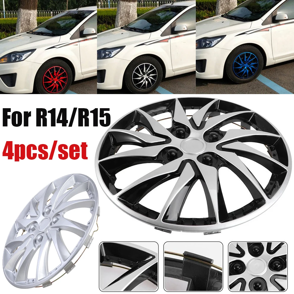 

4 шт./компл. чехлы на колеса автомобиля, колпаки для железного обода, автомобильные аксессуары для шин, авторемонт, сменные центральные колпаки R14 R15
