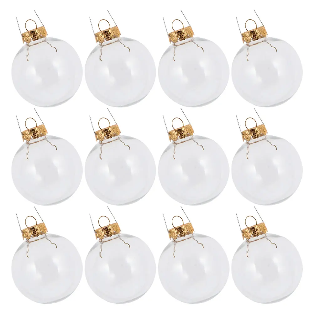 10/12pcs Christmas Transparent Ball Plastic Fillable Bauble 8-10cm Xmas Tree Hanging Ornaments Decoration Wedding Party Gift Box