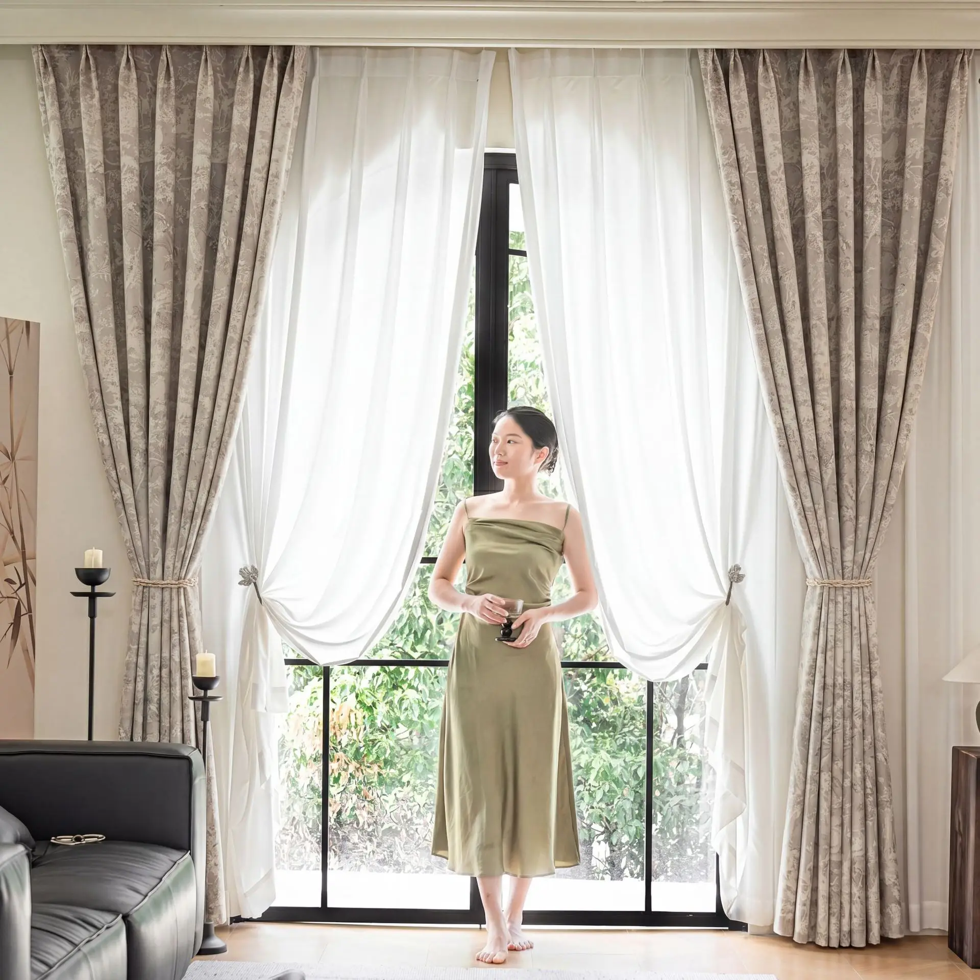 Custom Size Pastoral Curtains for Living Room Bedroom Drapes Thermal Insulated Room Darkening Energy Efficient Window Curtains