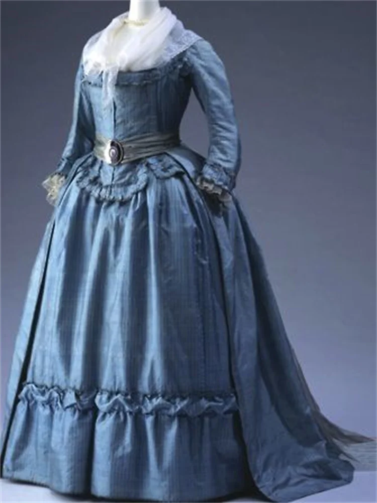 

1850s Victorian Vintage Bustle duchess Masquerade Dresses Medieval Retro Walking Dress Costume Tea Party Ball Gown