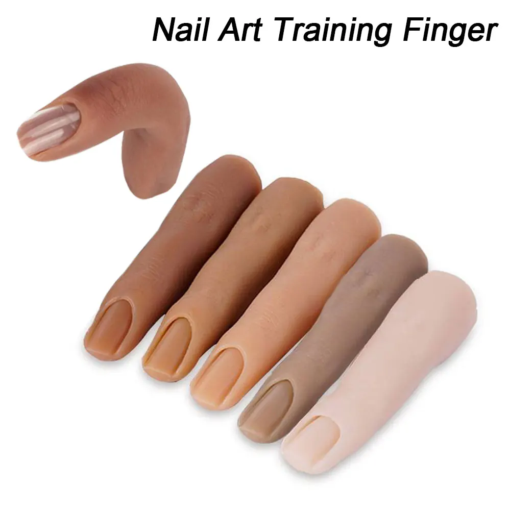 1 ชิ้นเล็บการฝึกอบรมมือปลอมเล็บเคล็ดลับเล็บชุดเล็บซิลิโคนนิ้วมือสําหรับเล็บอะคริลิคเครื่องมือ