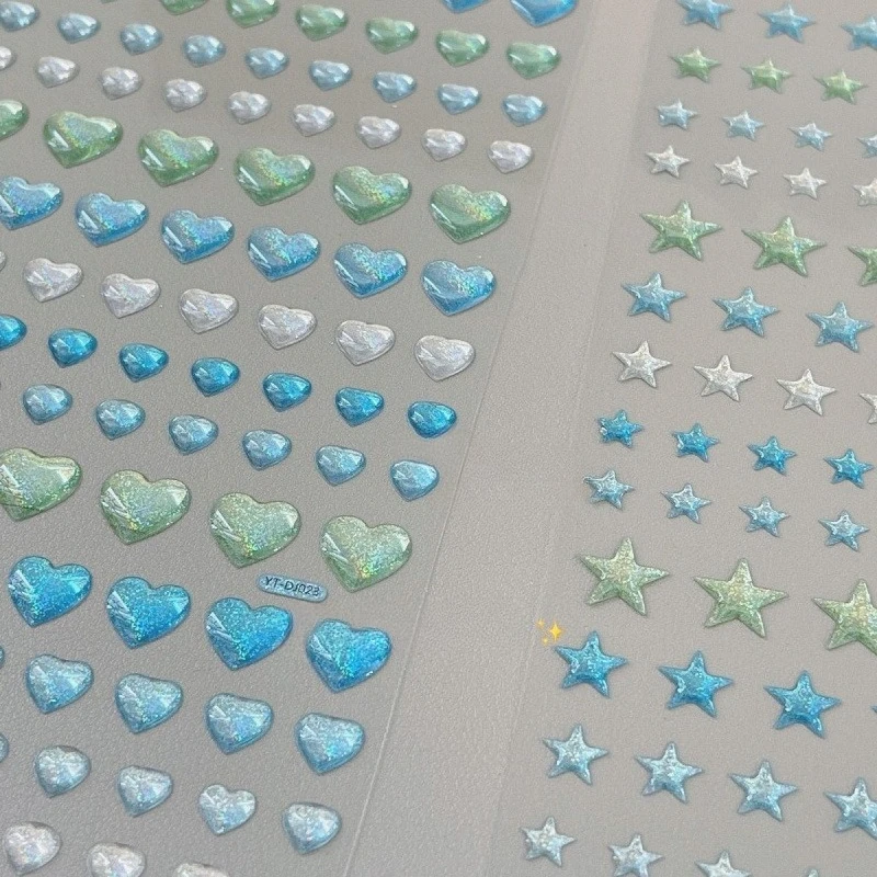 3D Cute Laser Heart Star Stickers Glitter Crystal DIY Phone Diary Decoration Sticker Girl Gift