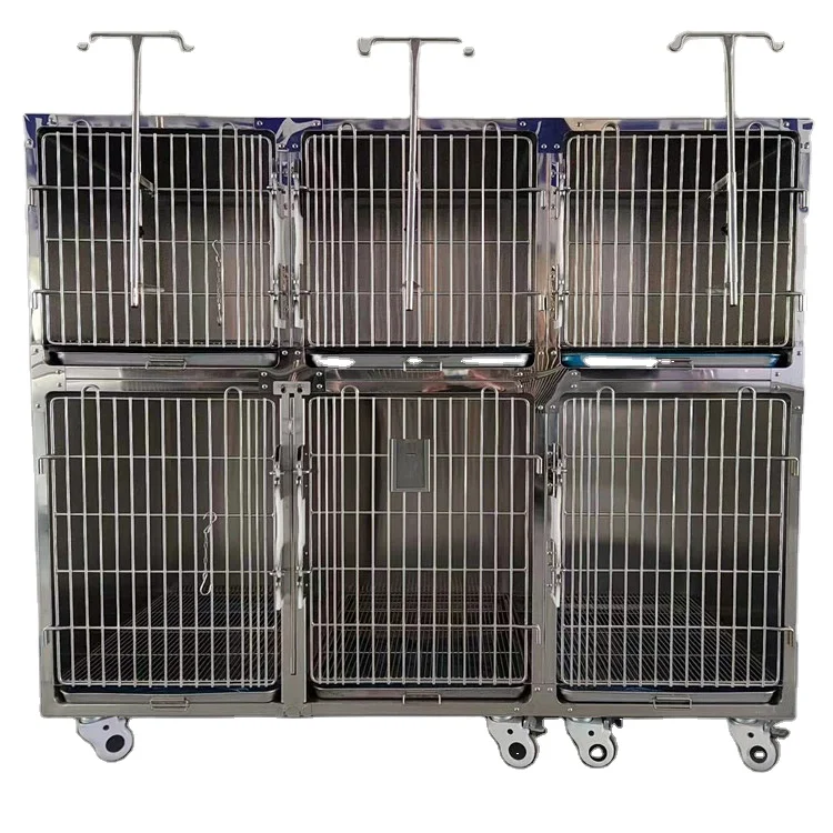 

Высококачественная профессиональная клетка для собак из нержавеющей стали с 6 дверями для ветеринарной клиники